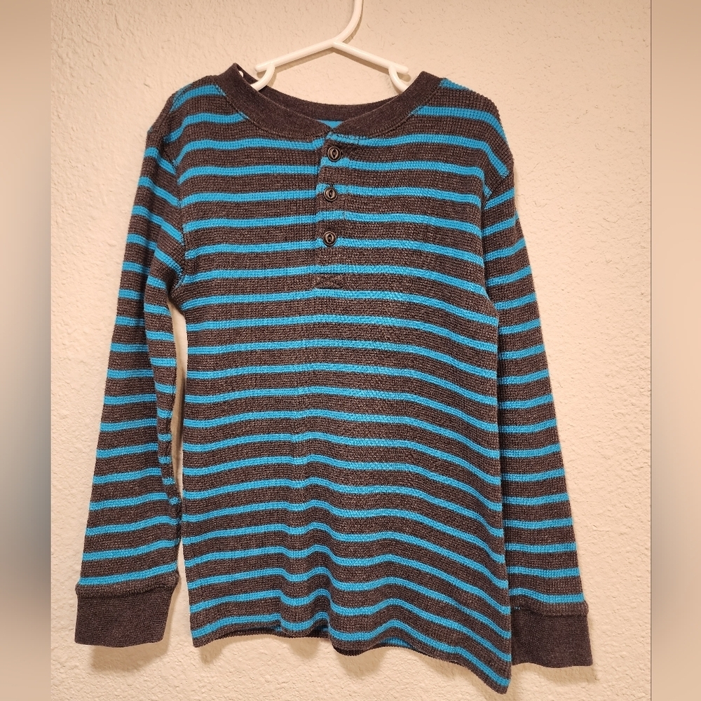 Striped Henley Long Sleeve Shirt